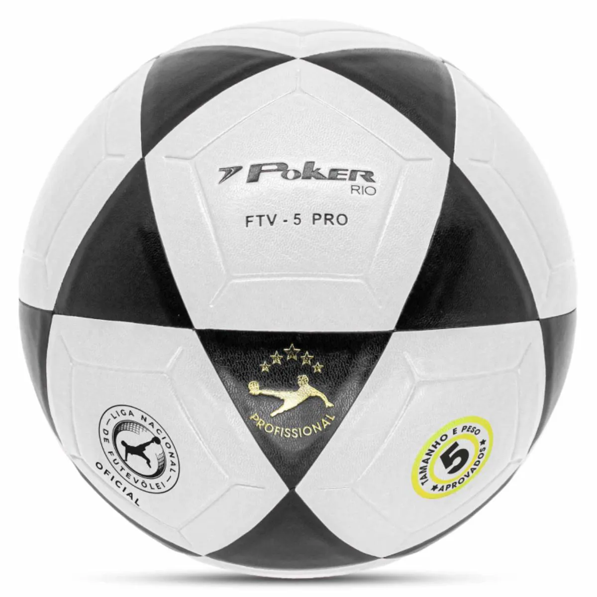 Bola Poker De Futevolei Vulcanizada Rio Pu Branco Preto