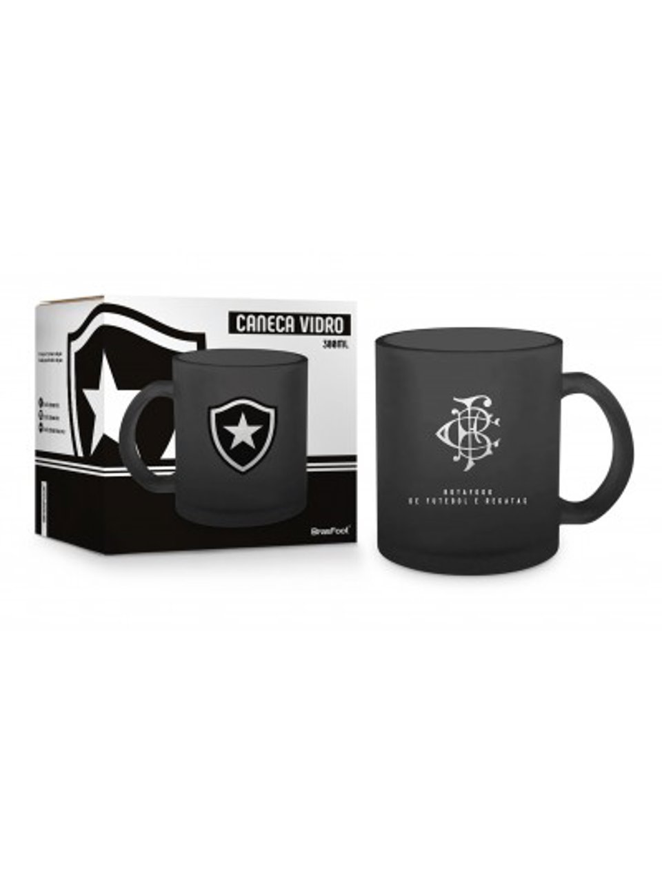 Caneca Botafogo Vidro Diamond Brasfoot 300ml
