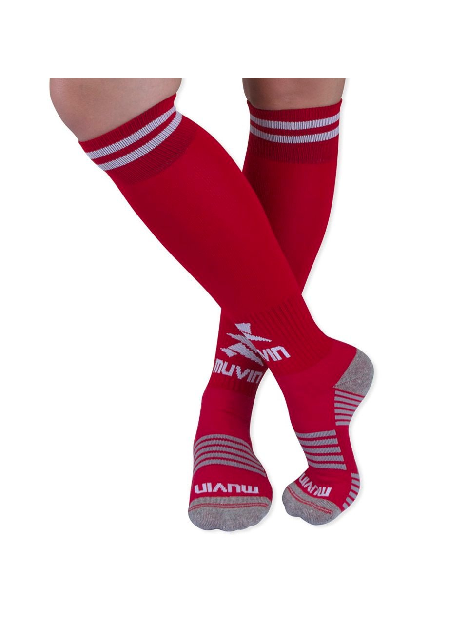 Meião Futebol Muvin Confort Juvenil Vermelho e Branco
