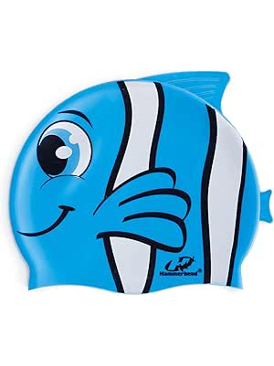 Touca De Natação Hammerhead De Silicone Animal Kids Peixinho Azul Celeste