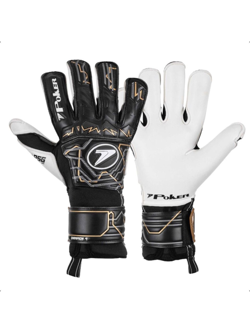 Luva Futebol De Campo Poker Profissional Champion 9 Preto Dourado