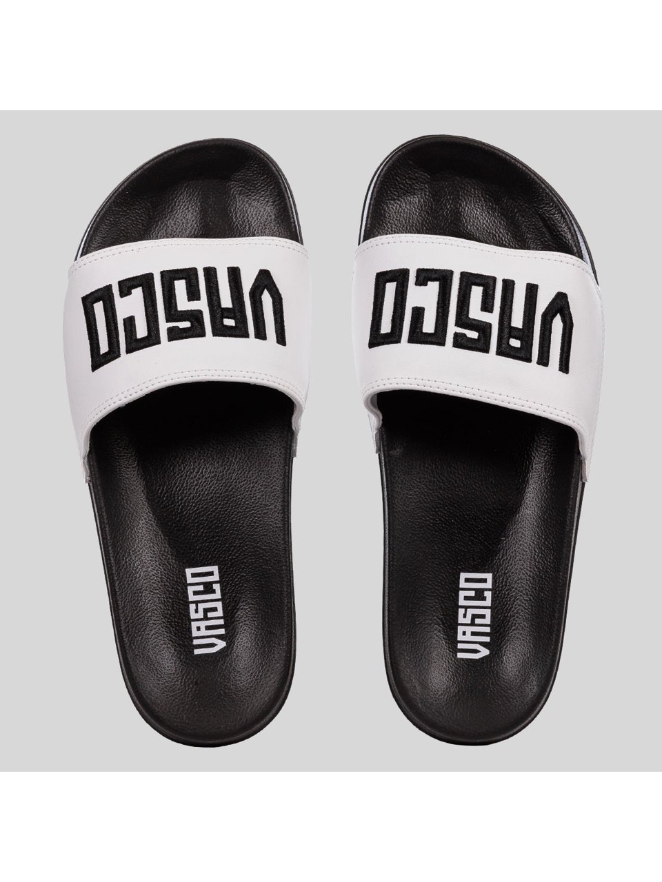 Chinelo Vasco Slide Escudo Preto/Branco