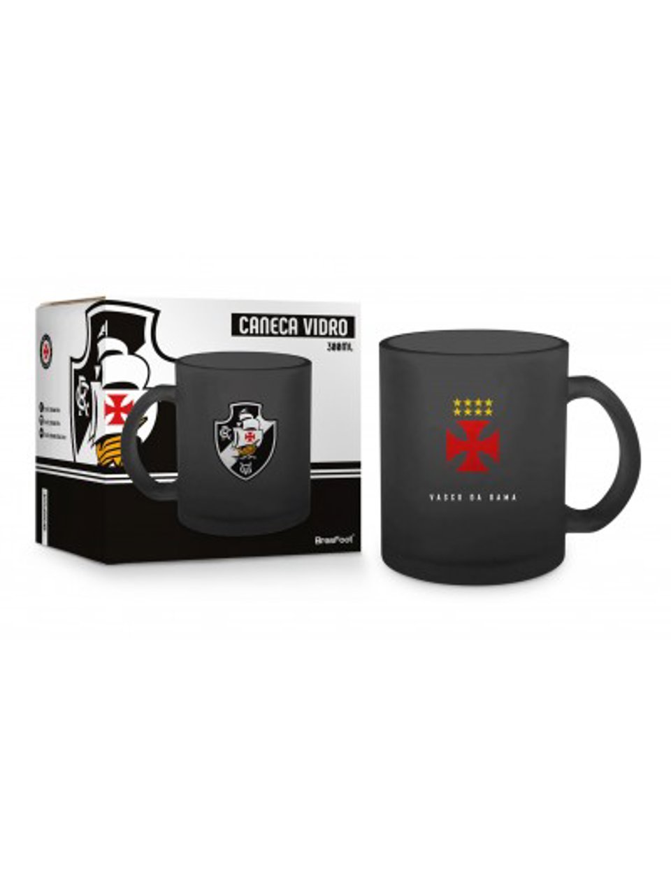 Caneca Vasco Vidro Diamond Brasfoot 300ml