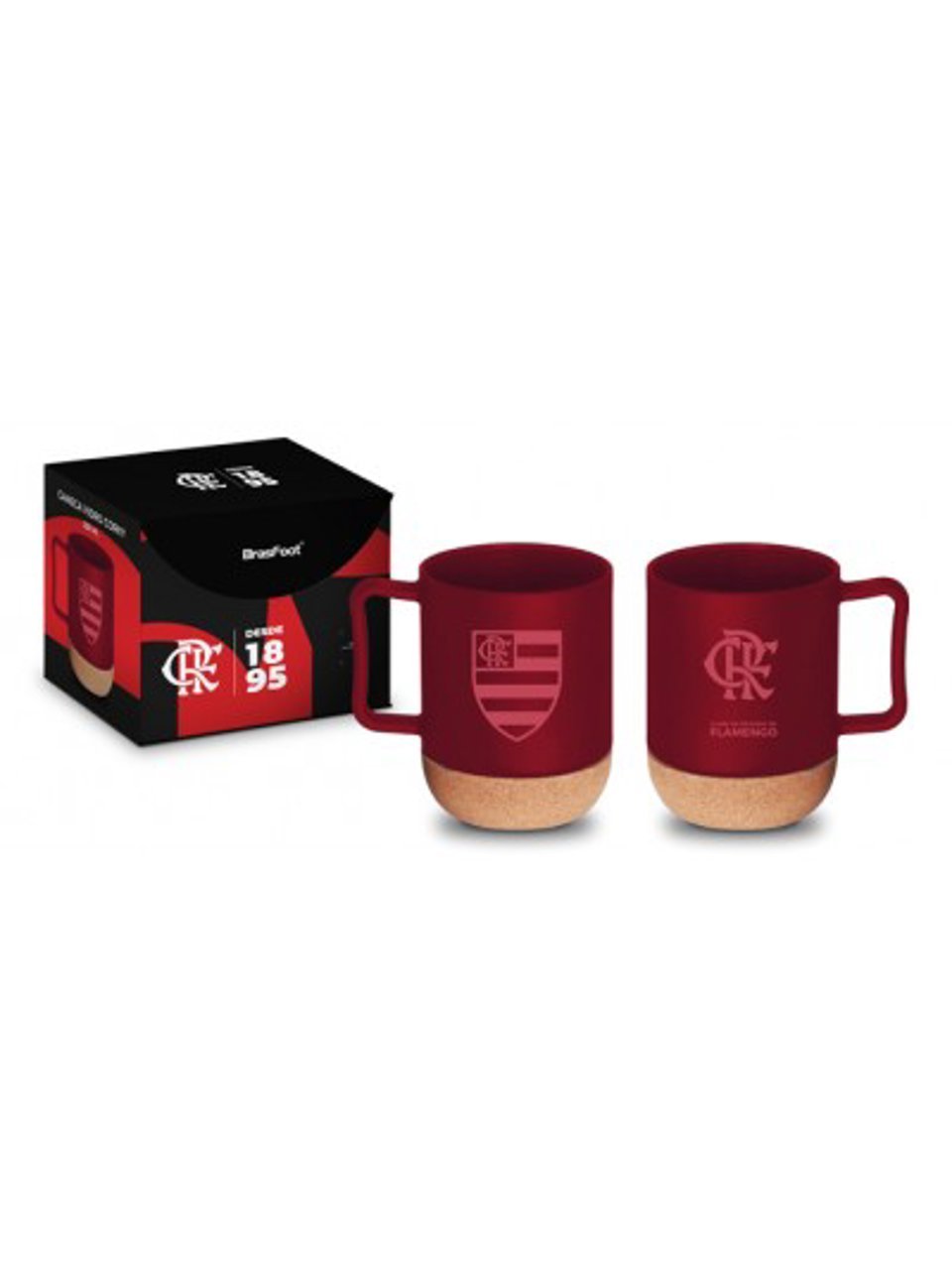 Caneca Vidro Flamengo Vidro Cork Times Brasfoot 350ml