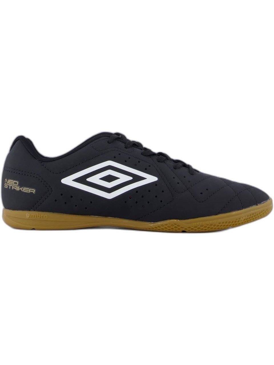 Chuteira Futsal Umbro Neo Striker Preto Branco Dourado