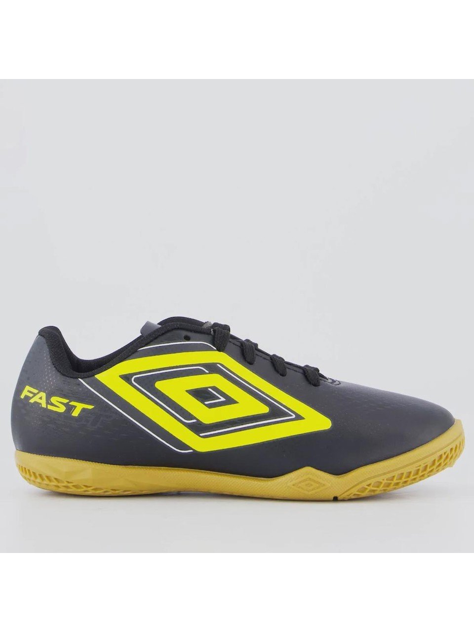 Chuteira Futsal Umbro Fast Ii Jr Preto Amarelo Grafite