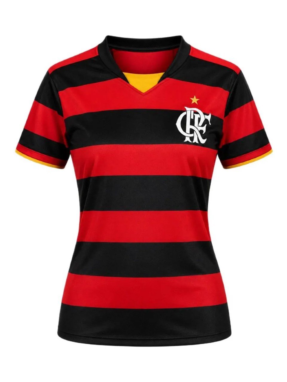 Camisa Flamengo Retro 2008 Betel Vermelho Preto Feminina