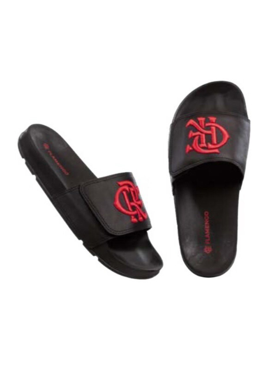 Chinelo Flamengo Slide Crf Bold Velcro Neorubber Preto/Preto