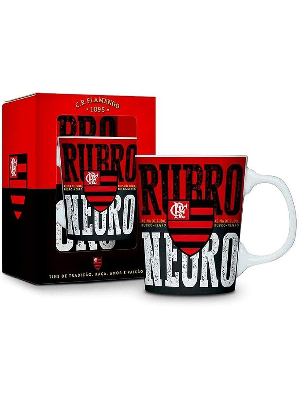 Caneca De Porcelana Flamengo Premium Rubro Negro 260Ml Brasfoot