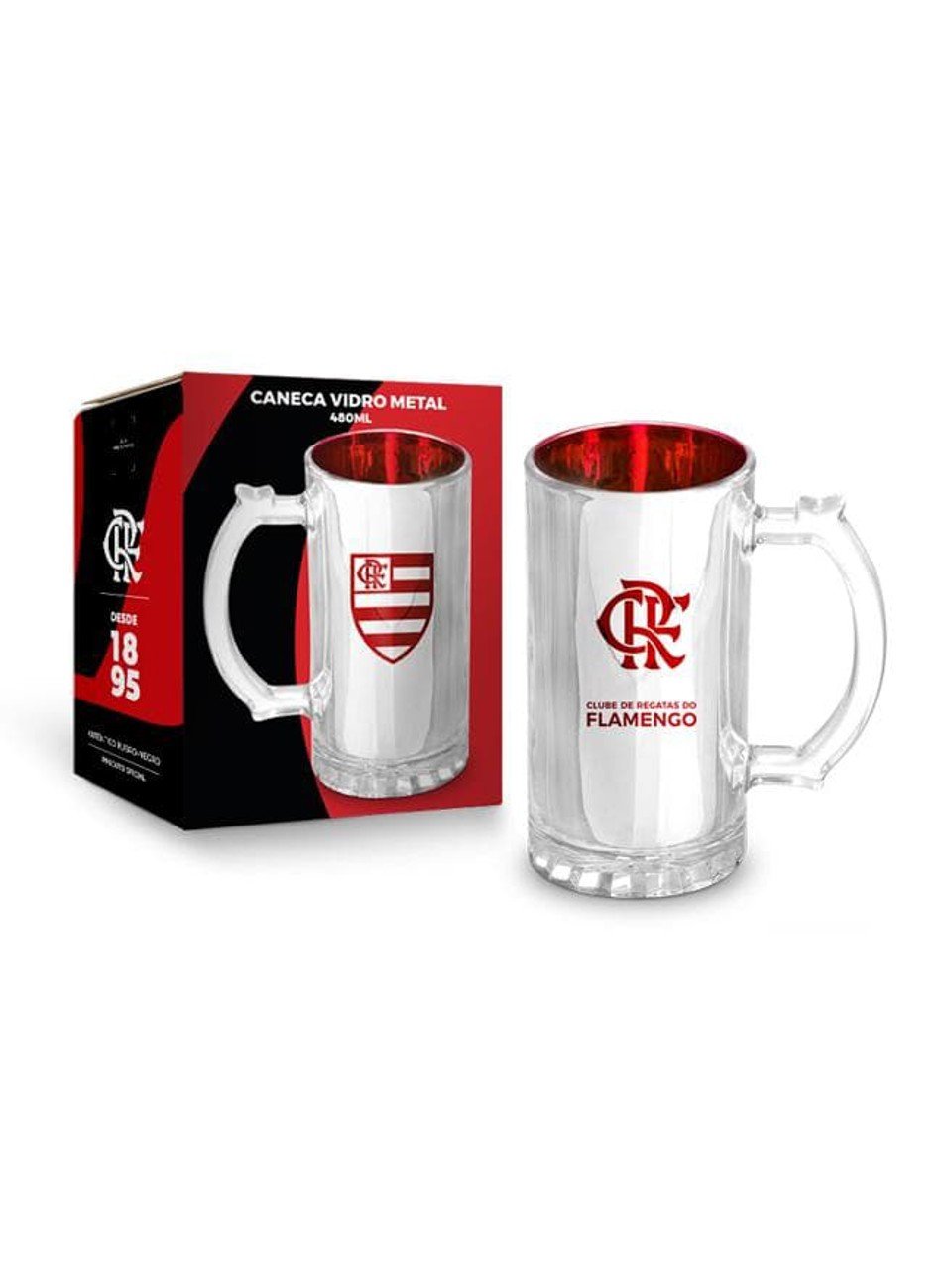 Caneca Vidro Flamengo Berlim Metalic Brasfoot