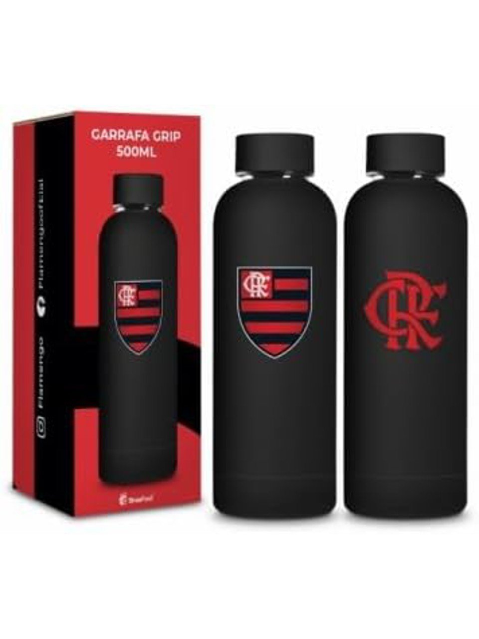 Garrafa Flamengo Termica Grip Emborrachado Brasfoot 500Ml