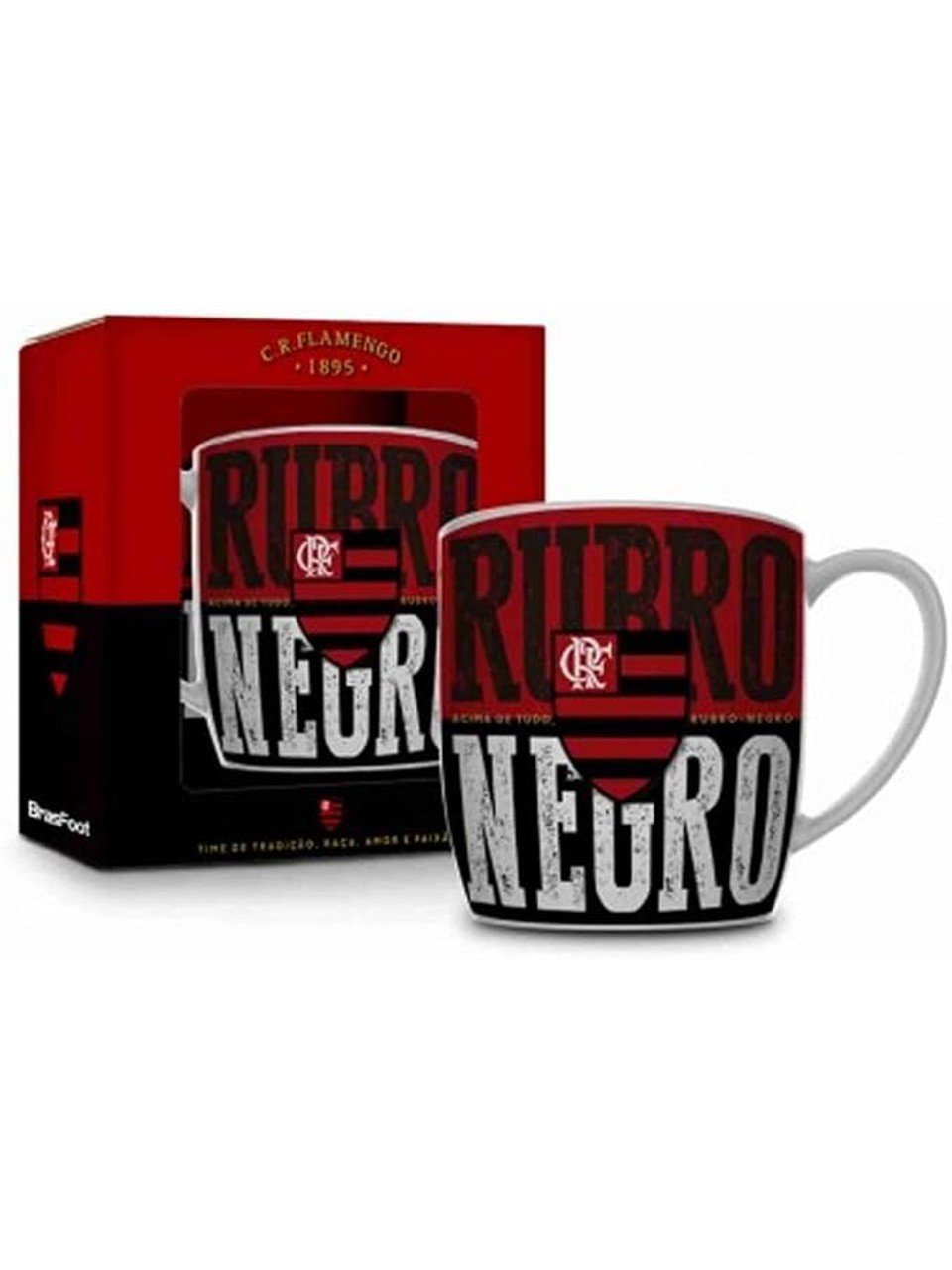Caneca De Porcelana Flamengo Rubro Negro Urban Brasfoot 300Ml