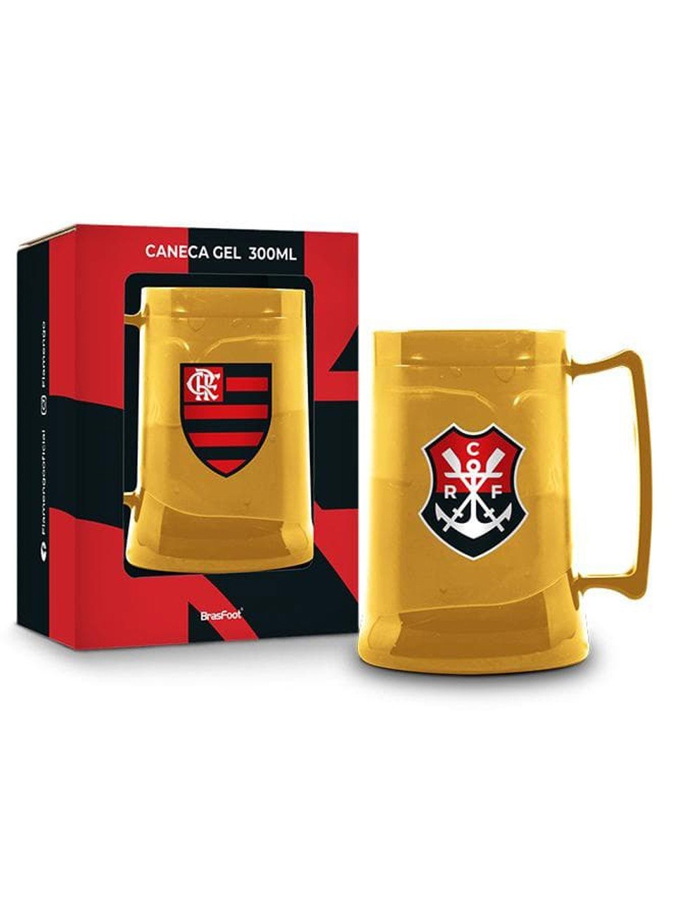 Caneca Gel Flamengo Escudo Times Dourado Brasfoot 300Ml
