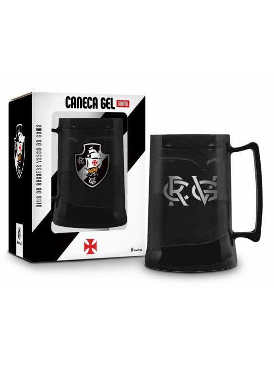 Caneca Gel Vasco Escudo Times Preto Brasfoot 300Ml