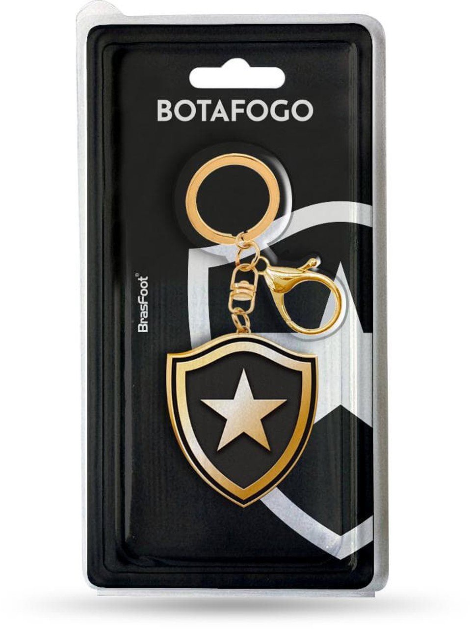 Chaveiro Botafogo Escudo Metal Dourado Brasfoot